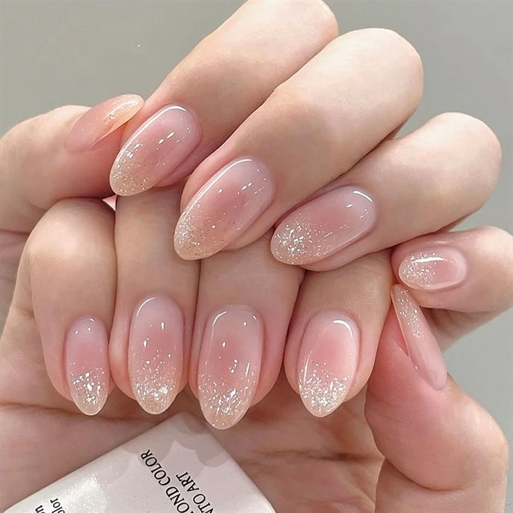 Rosa Glitter Ombre Trykk på negler